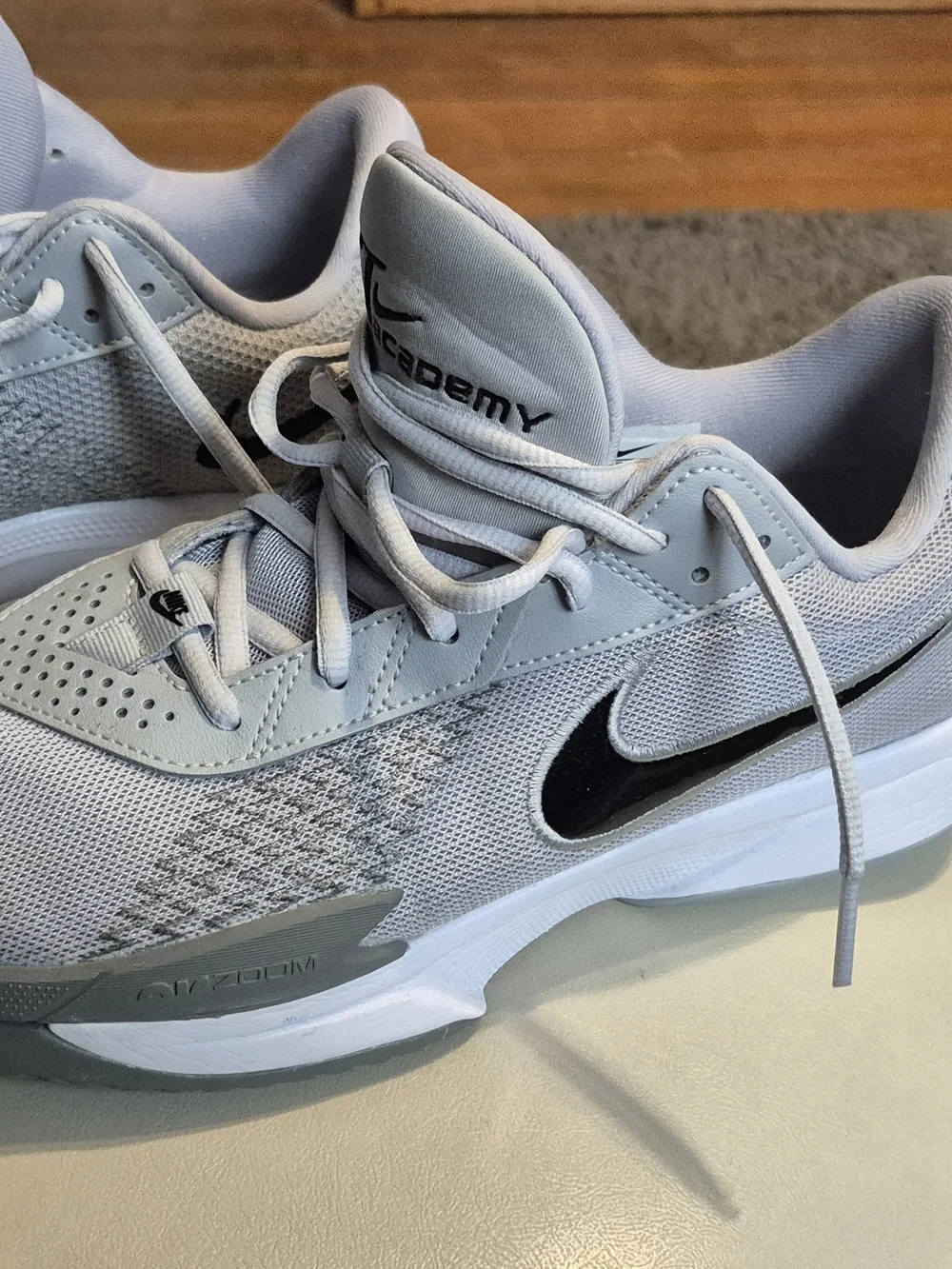Nike Light Gray and White Air Zoom Athletic Sneakers